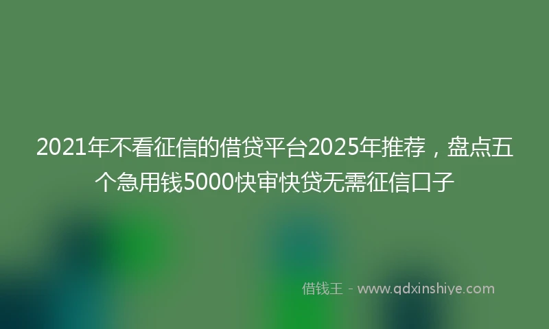 2021年不看征信的借贷平台2025年推荐，盘点五个急用钱5000快审快贷无需征信口子