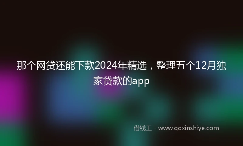 那个网贷还能下款2024年精选，整理五个12月独家贷款的app