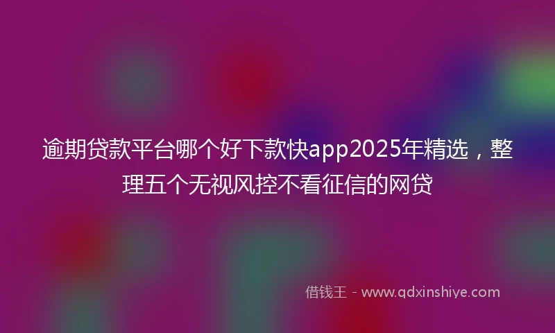 逾期贷款平台哪个好下款快app2025年精选，整理五个无视风控不看征信的网贷