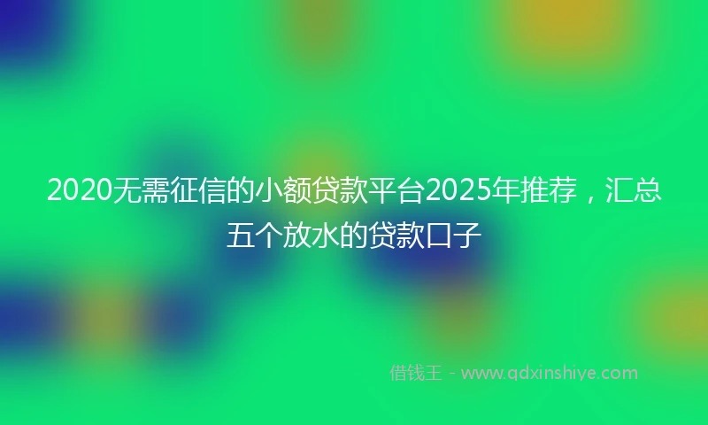 2020无需征信的小额贷款平台2025年推荐，汇总五个放水的贷款口子
