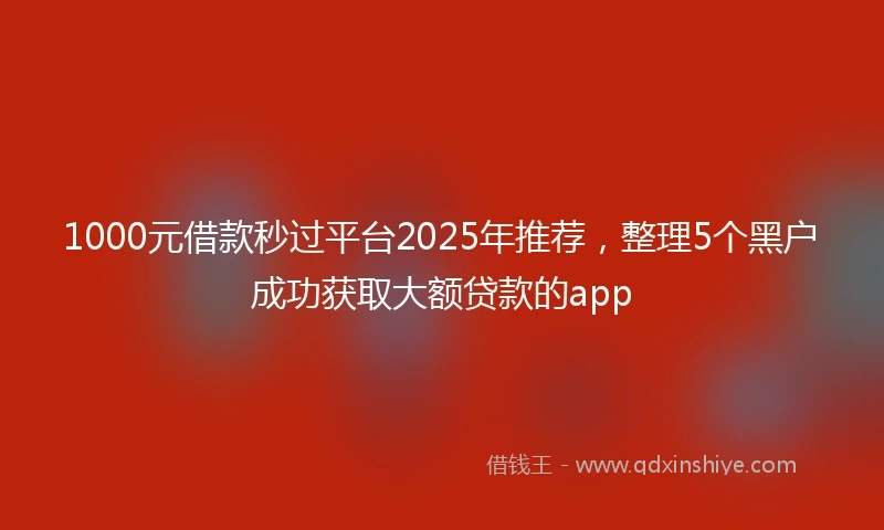 1000元借款秒过平台2025年推荐，整理5个黑户成功获取大额贷款的app
