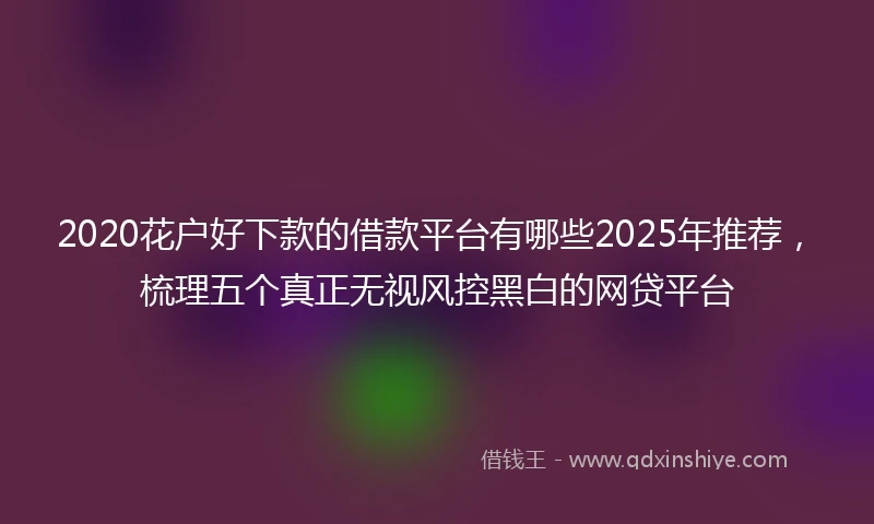 2020花户好下款的借款平台有哪些2025年推荐，梳理五个真正无视风控黑白的网贷平台