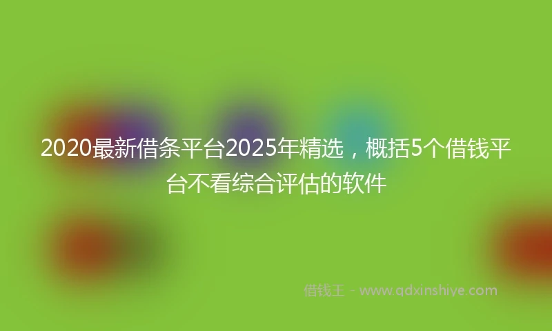 2020最新借条平台2025年精选，概括5个借钱平台不看综合评估的软件