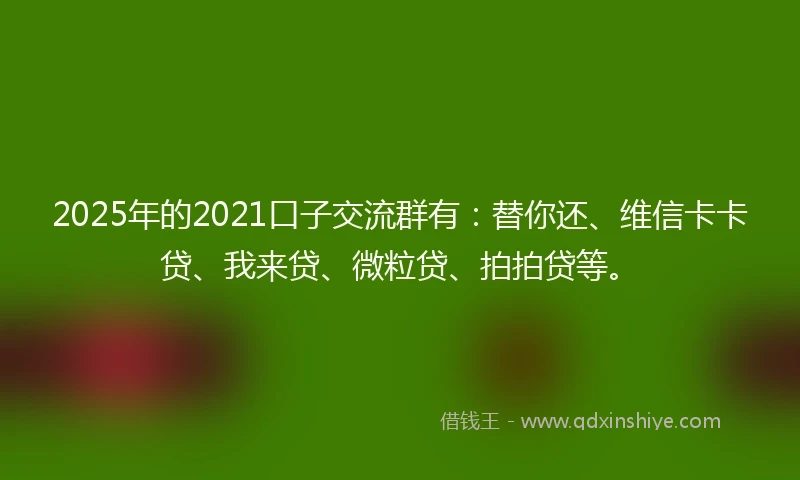 2025年的2021口子交流群有：替你还、维信卡卡贷、我来贷、微粒贷、拍拍贷等。