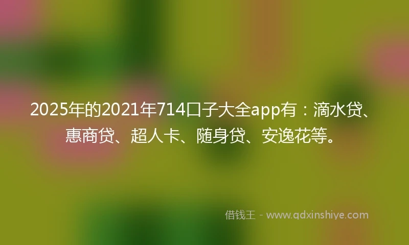 2025年的2021年714口子大全app有：滴水贷、惠商贷、超人卡、随身贷、安逸花等。
