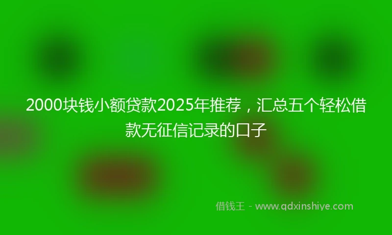 2000块钱小额贷款2025年推荐，汇总五个轻松借款无征信记录的口子