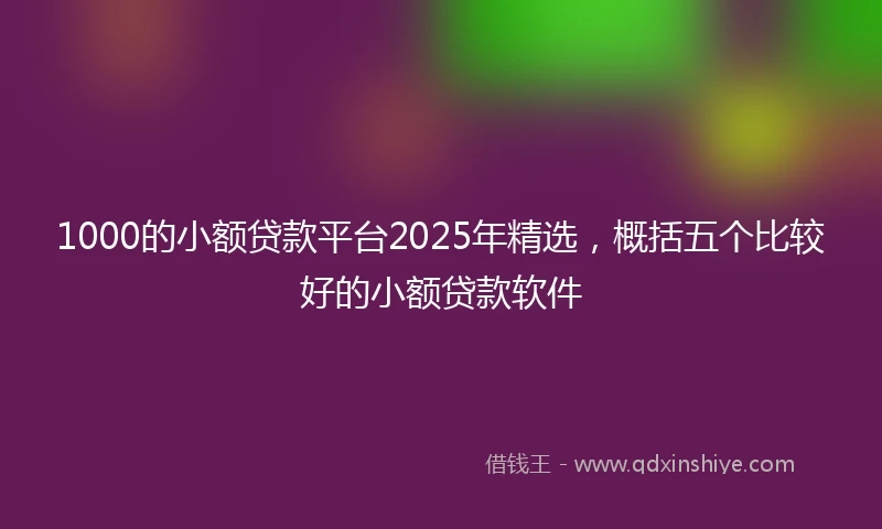 1000的小额贷款平台2025年精选，概括五个比较好的小额贷款软件