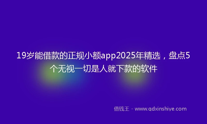 19岁能借款的正规小额app2025年精选，盘点5个无视一切是人就下款的软件