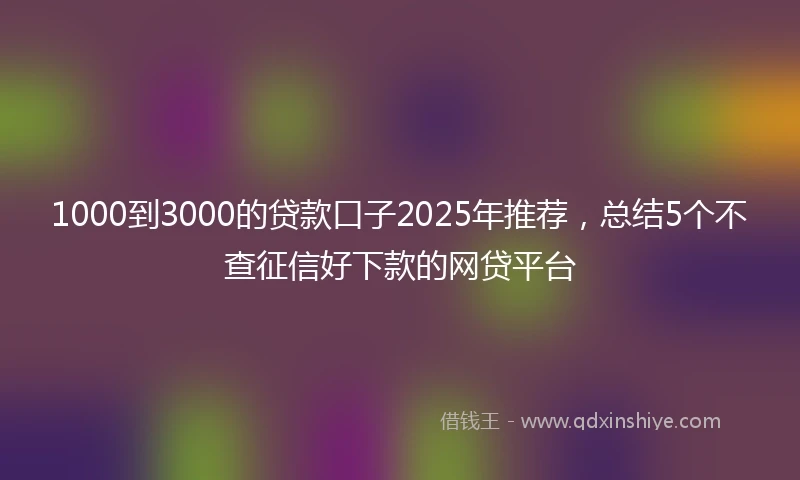 1000到3000的贷款口子2025年推荐，总结5个不查征信好下款的网贷平台