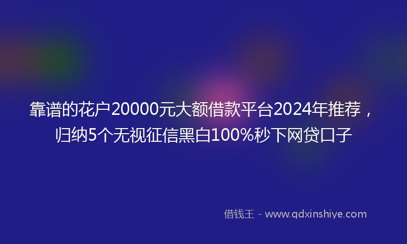 靠谱的花户20000元大额借款平台2024年推荐，归纳5个无视征信黑白100%秒下网贷口子