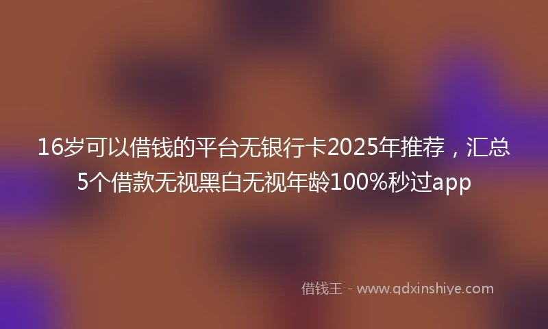 16岁可以借钱的平台无银行卡2025年推荐，汇总5个借款无视黑白无视年龄100%秒过app