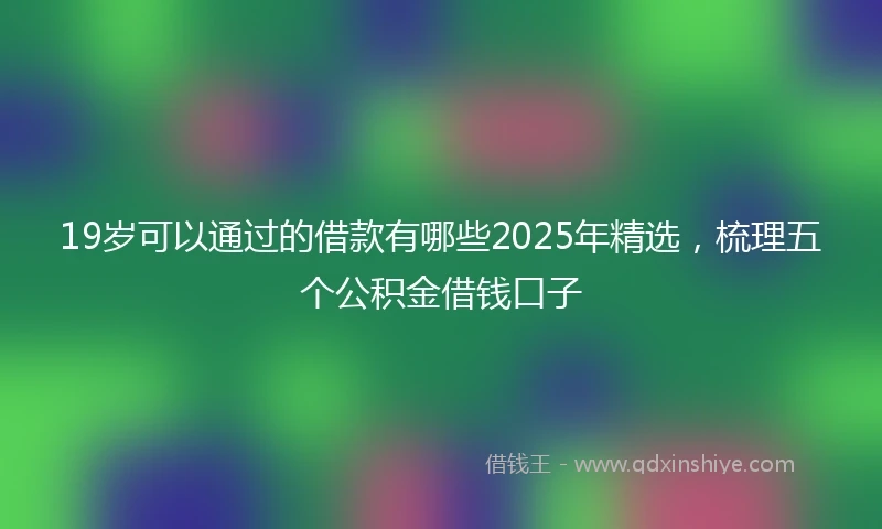 19岁可以通过的借款有哪些2025年精选，梳理五个公积金借钱口子