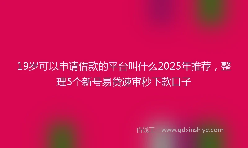 19岁可以申请借款的平台叫什么2025年推荐，整理5个新号易贷速审秒下款口子