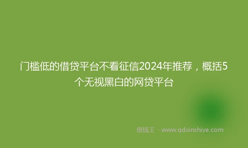 门槛低的借贷平台不看征信2024年推荐，概括5个无视黑白的网贷平台