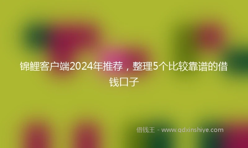 锦鲤客户端2024年推荐，整理5个比较靠谱的借钱口子