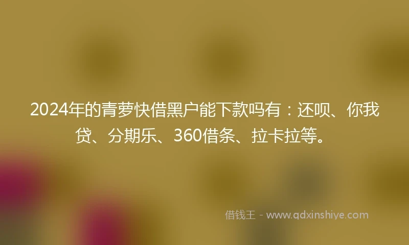 2024年的青萝快借黑户能下款吗有：还呗、你我贷、分期乐、360借条、拉卡拉等。