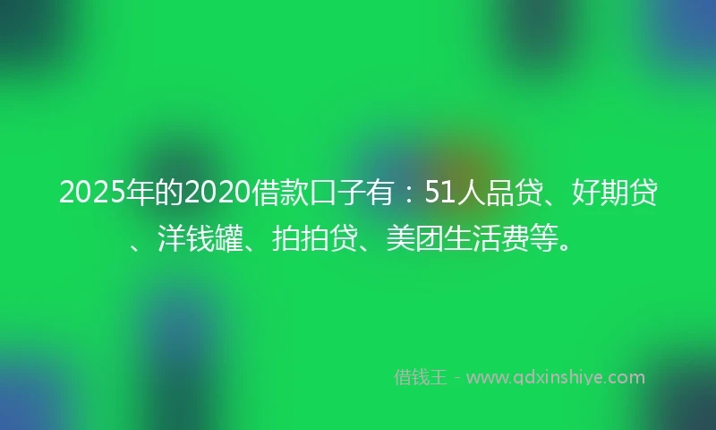 2025年的2020借款口子有：51人品贷、好期贷、洋钱罐、拍拍贷、美团生活费等。