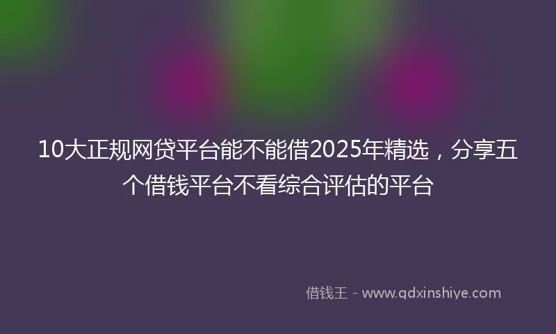10大正规网贷平台能不能借2025年精选，分享五个借钱平台不看综合评估的平台
