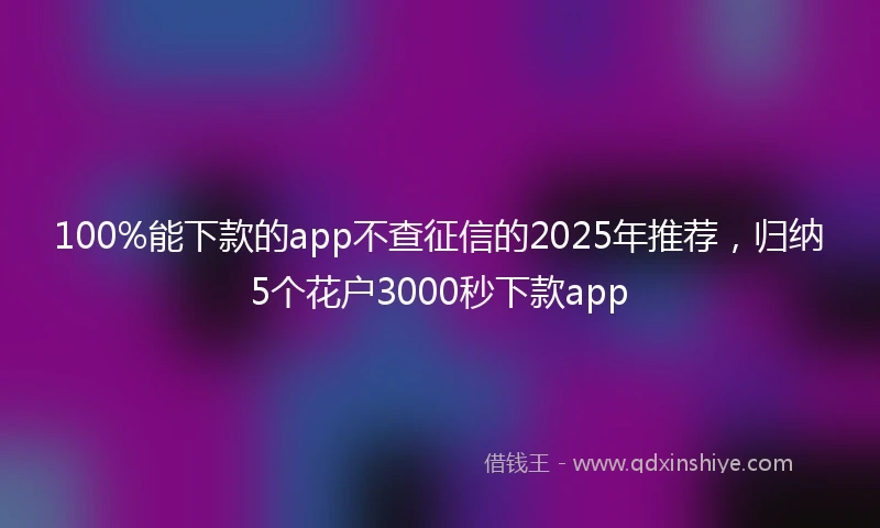 100%能下款的app不查征信的2025年推荐，归纳5个花户3000秒下款app