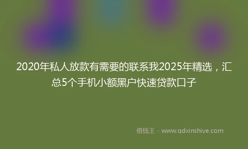 2020年私人放款有需要的联系我2025年精选，汇总5个手机小额黑户快速贷款口子