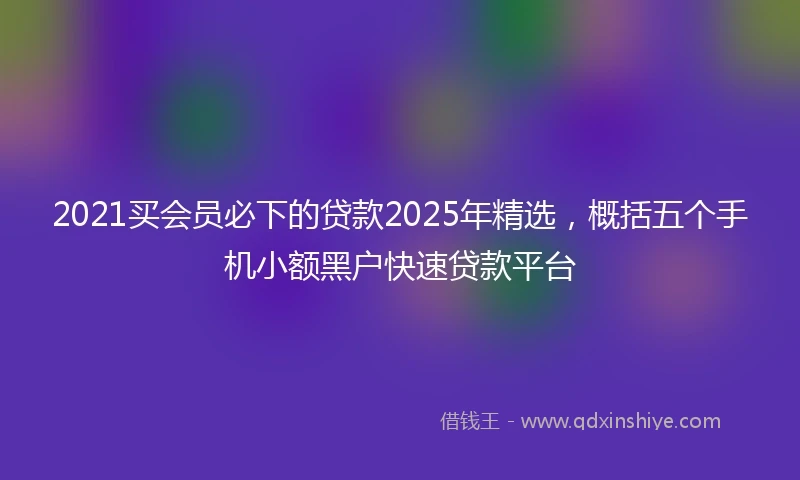 2021买会员必下的贷款2025年精选，概括五个手机小额黑户快速贷款平台