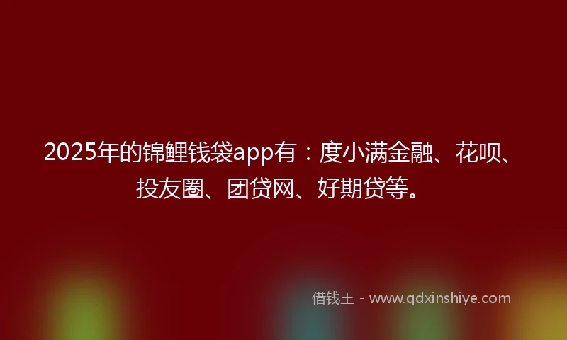 2025年的锦鲤钱袋app有：度小满金融、花呗、投友圈、团贷网、好期贷等。