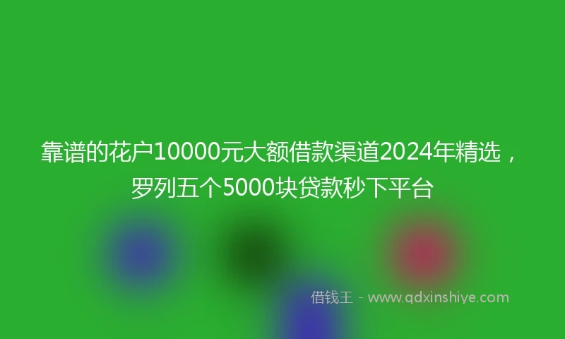 靠谱的花户10000元大额借款渠道2024年精选，罗列五个5000块贷款秒下平台