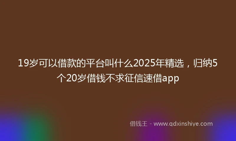 19岁可以借款的平台叫什么2025年精选，归纳5个20岁借钱不求征信速借app
