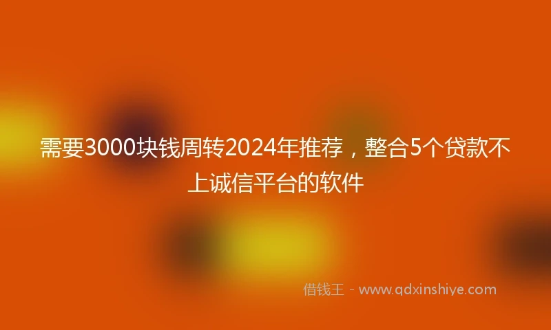 需要3000块钱周转2024年推荐，整合5个贷款不上诚信平台的软件
