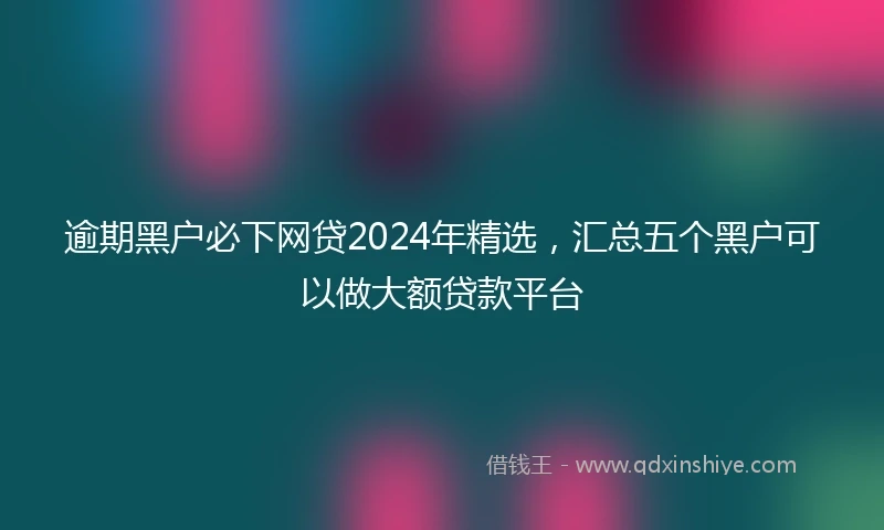 逾期黑户必下网贷2024年精选，汇总五个黑户可以做大额贷款平台