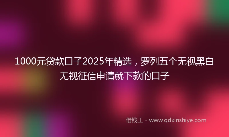 1000元贷款口子2025年精选，罗列五个无视黑白无视征信申请就下款的口子