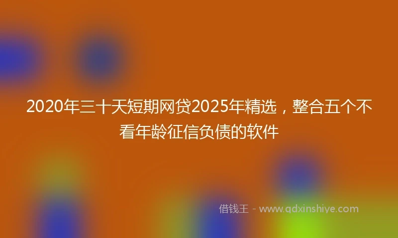 2020年三十天短期网贷2025年精选，整合五个不看年龄征信负债的软件