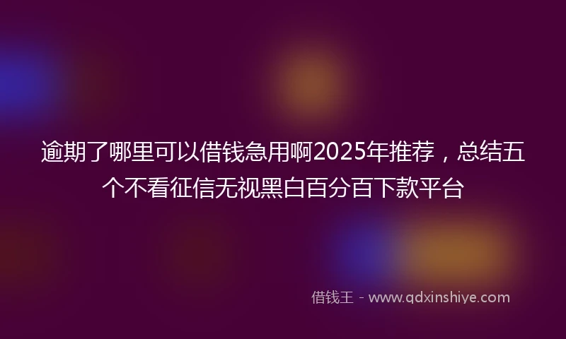 逾期了哪里可以借钱急用啊2025年推荐，总结五个不看征信无视黑白百分百下款平台