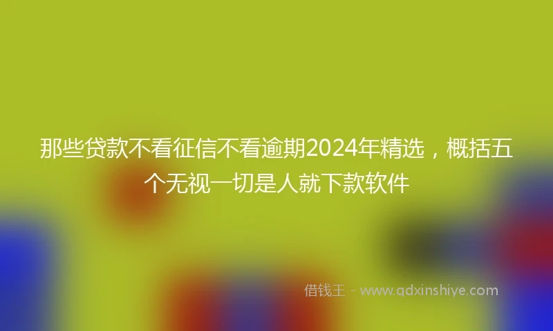 那些贷款不看征信不看逾期2024年精选，概括五个无视一切是人就下款软件