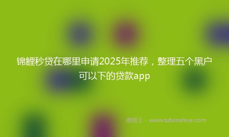 锦鲤秒贷在哪里申请2025年推荐，整理五个黑户可以下的贷款app