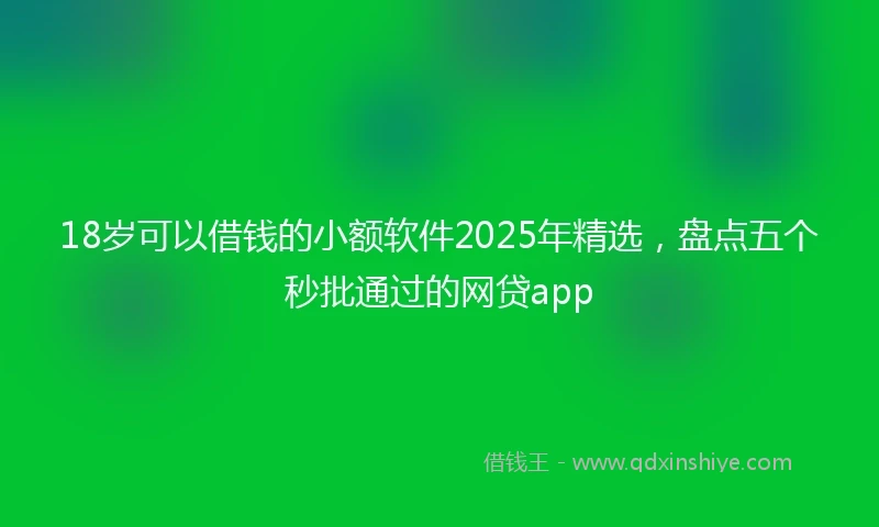18岁可以借钱的小额软件2025年精选，盘点五个秒批通过的网贷app