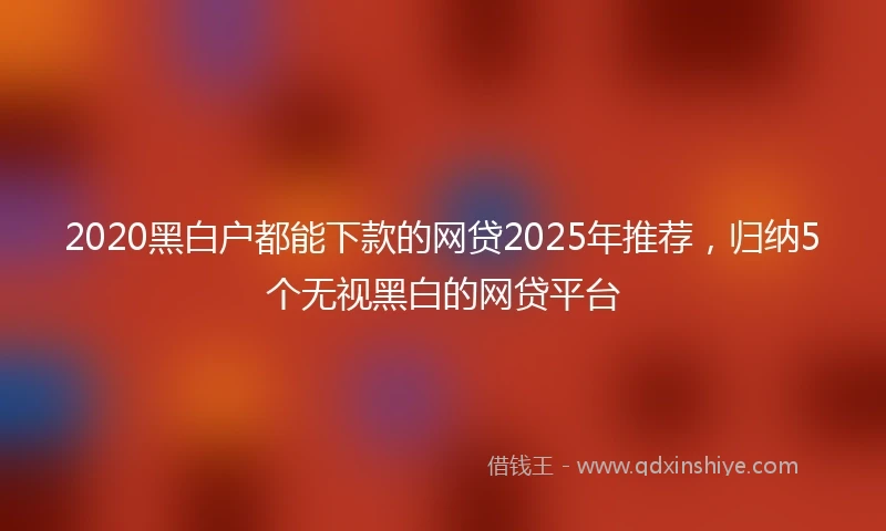 2020黑白户都能下款的网贷2025年推荐，归纳5个无视黑白的网贷平台