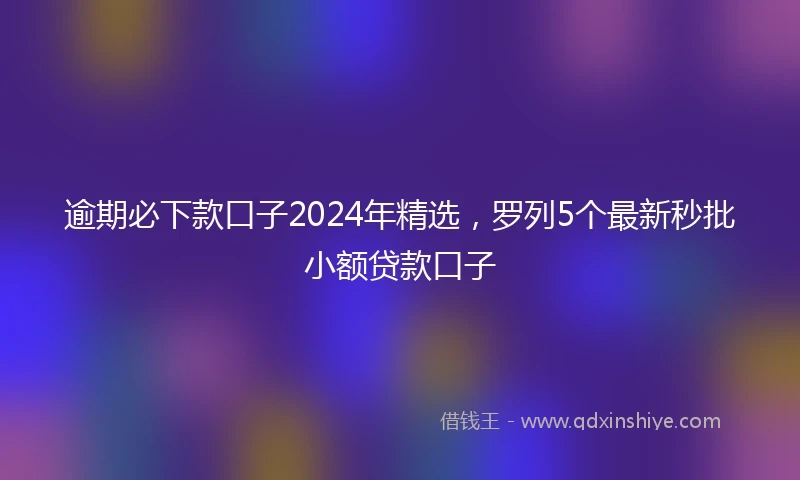逾期必下款口子2024年精选，罗列5个最新秒批小额贷款口子