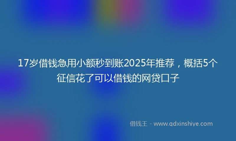 17岁借钱急用小额秒到账2025年推荐，概括5个征信花了可以借钱的网贷口子