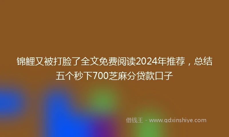 锦鲤又被打脸了全文免费阅读2024年推荐，总结五个秒下700芝麻分贷款口子