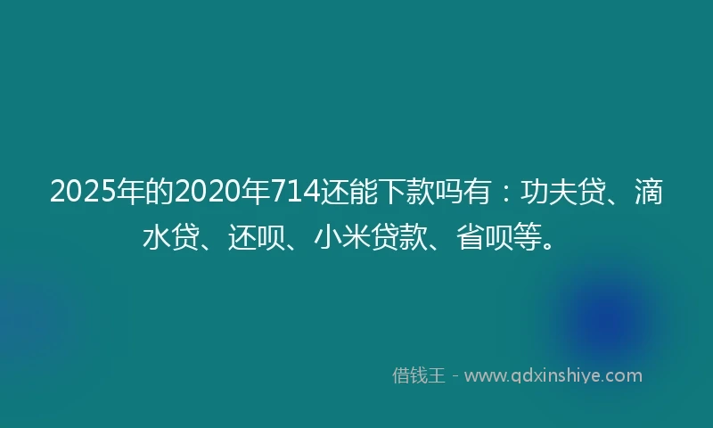 2025年的2020年714还能下款吗有：功夫贷、滴水贷、还呗、小米贷款、省呗等。