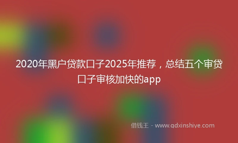 2020年黑户贷款口子2025年推荐，总结五个审贷口子审核加快的app