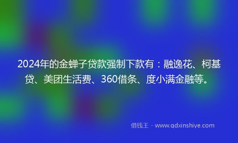 2024年的金蝉子贷款强制下款有：融逸花、柯基贷、美团生活费、360借条、度小满金融等。