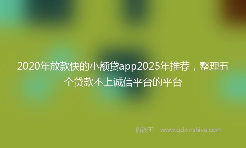 2020年放款快的小额贷app2025年推荐，整理五个贷款不上诚信平台的平台