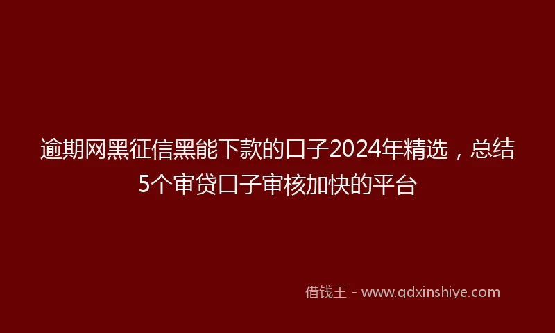 逾期网黑征信黑能下款的口子2024年精选，总结5个审贷口子审核加快的平台