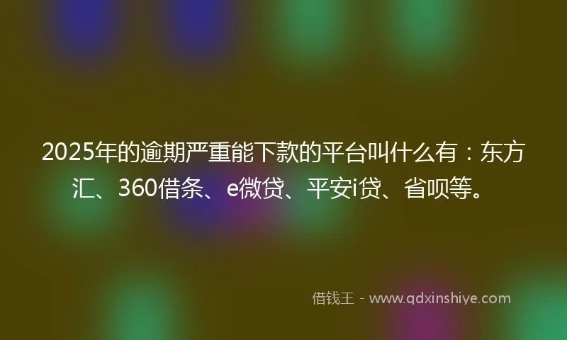 2025年的逾期严重能下款的平台叫什么有：东方汇、360借条、e微贷、平安i贷、省呗等。