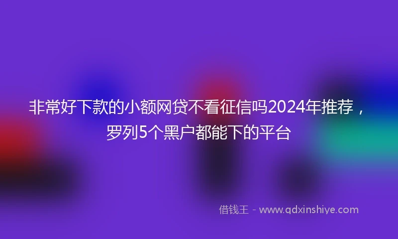 非常好下款的小额网贷不看征信吗2024年推荐，罗列5个黑户都能下的平台