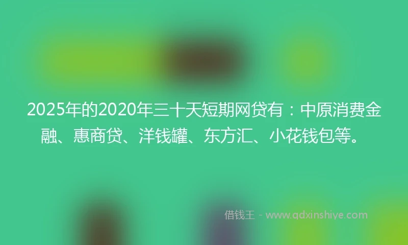 2025年的2020年三十天短期网贷有：中原消费金融、惠商贷、洋钱罐、东方汇、小花钱包等。