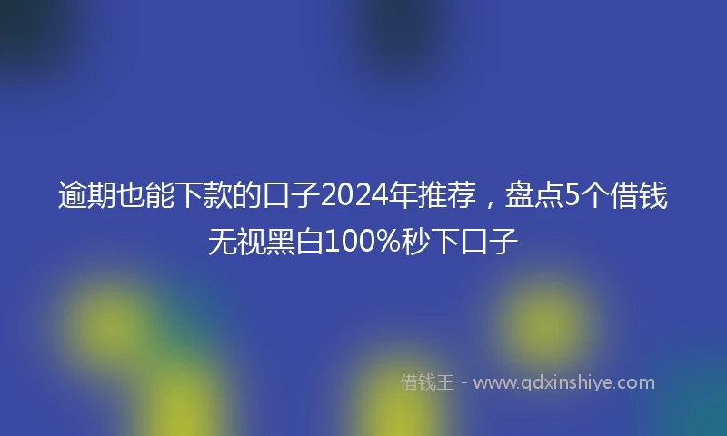 逾期也能下款的口子2024年推荐，盘点5个借钱无视黑白100%秒下口子