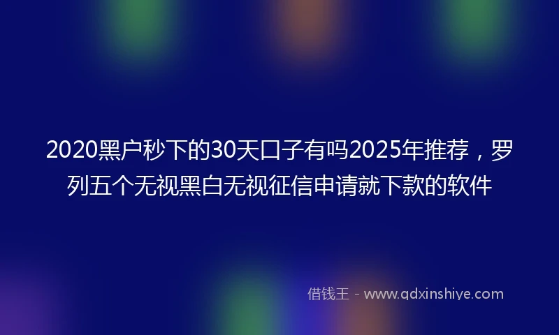 2020黑户秒下的30天口子有吗2025年推荐，罗列五个无视黑白无视征信申请就下款的软件